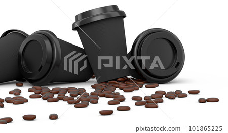 Set of paper coffee cup with coffee bean for cappuccino, americano, espresso 101865225