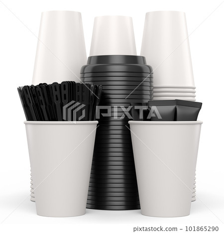 Set of paper coffee cups for cappuccino, americano, espresso, mocha, latte 101865290