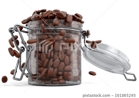 Glass jar with coffee beans isolated on white background. Glass jar with coffee beans isolated on white background. 101865293