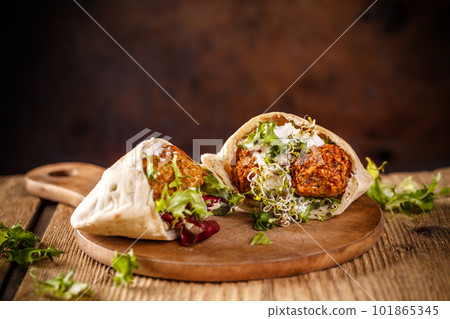 Falafel and fresh lettuce Falafel and fresh lettuce 101865345