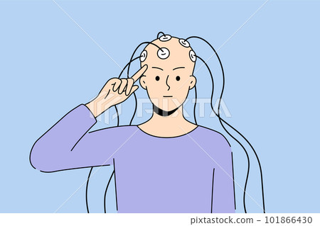 Person with electrodes for brain research  101866430
