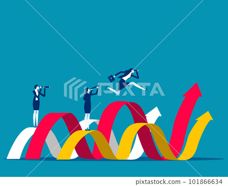 Business person looking in binocular searching job or inspiration. Business personal growth vector illustration 101866634