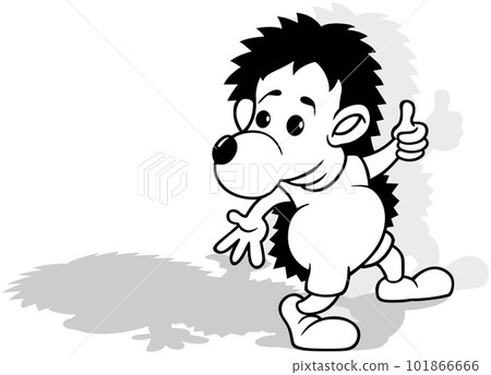 Drawing of a Hedgehog in a Clothes 101866666