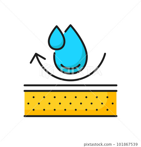 Waterproof mattress, water resistant surface texture color icon. Vector impermeable water protection, material of liquids resistant surface Waterproof mattress, water resistant surface texture color icon. Vector impermeable water protection, material of liquids resistant surface 101867539