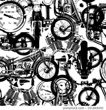A pop overall pattern that combines a blurred motorcycle and engine, 101868495
