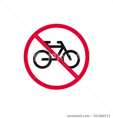 No bike prohibited sign, no cycle forbidden modern round sticker, vector illustration. 101868531