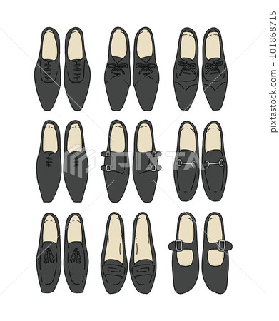 Illustration set of black leather shoes Illustration set of black leather shoes 101868715