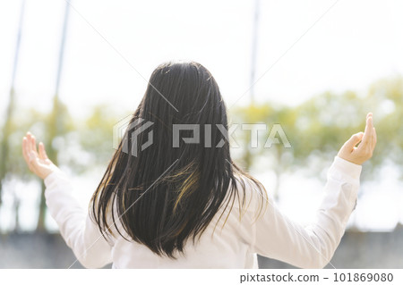 Smooth black hair, long hair, female Smooth black hair, long hair, female 101869080
