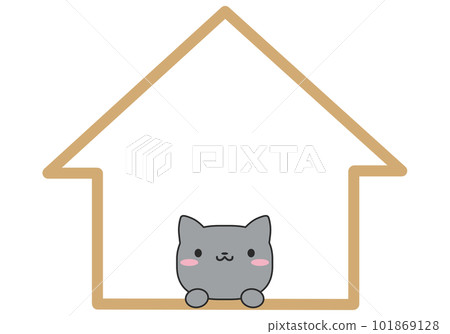 Cat and house frame 101869128