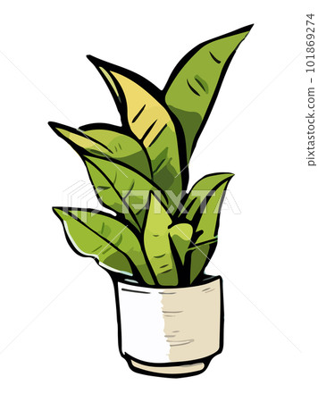Plant in pot vector illustration. Cartoon flat different indoor potted decorative houseplant for interior home or office decoration, green garden floral icon isolated on white. 101869274