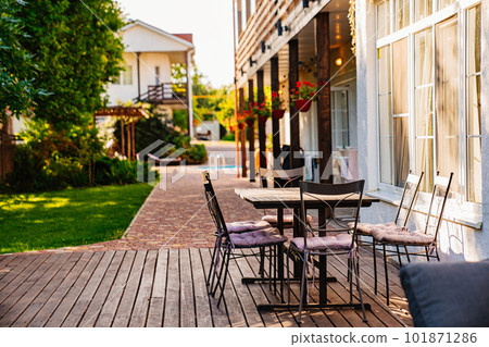 Dining tables at the houses in the hotel. Dining tables at the houses in the hotel. 101871286