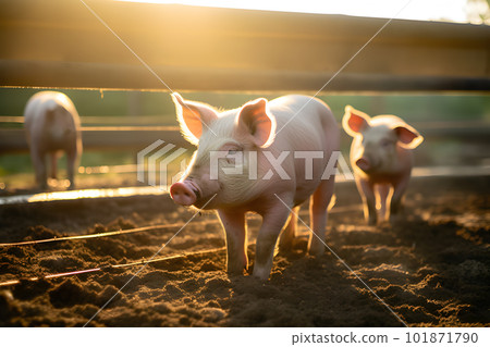 Adorable Small Piglet in a Farmyard. created with Generative AI 101871790