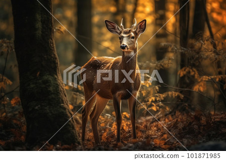Elegant Deer in Twilight Forest. created with Generative AI 101871985