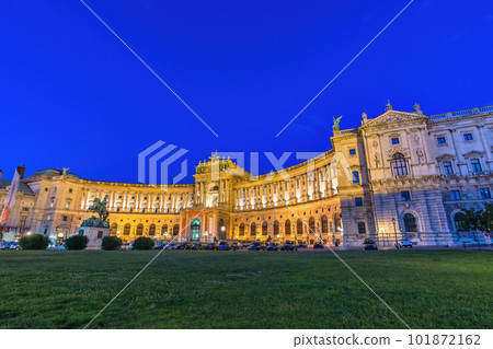 Vienna Austria, night city skyline at The Hofburg palace 101872162