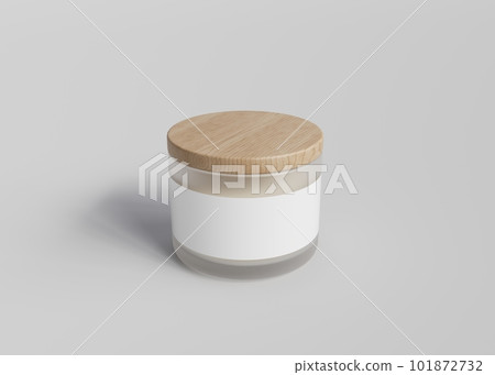 Frosted glass candle jar on gray background 3D render mockup 101872732