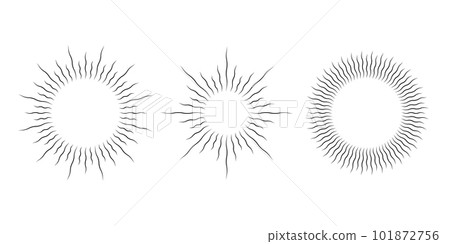 Retro curved sunburst frame collection. Warped circle sunlight rays set. Vintage wavy sunbeams design element for logo, labels, badges, banners. Vector Retro curved sunburst frame collection. Warped circle sunlight rays set. Vintage wavy sunbeams design element for logo, labels, badges, banners. Vector 101872756