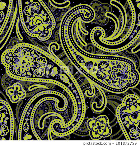 Paisley Ethnic Floral Hand Drawn Seamless Pattern 101872759