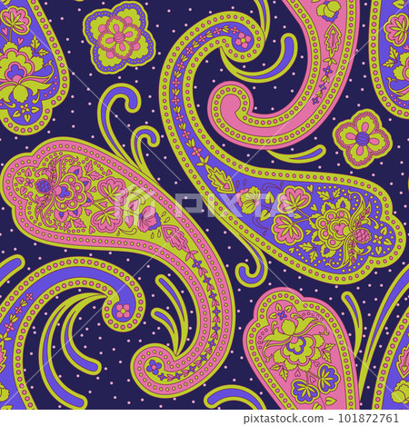 Paisley Ethnic Floral Hand Drawn Seamless Pattern 101872761