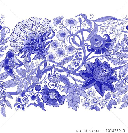 Fantasy flowers in retro, vintage, jacobean embroidery style. Fantasy flowers in retro, vintage, jacobean embroidery style. 101872943