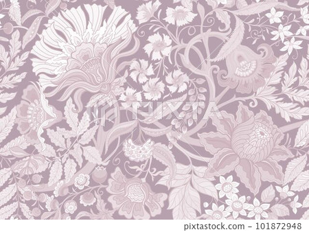 Fantasy flowers in retro, vintage, jacobean embroidery style. 101872948