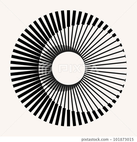 Radial lines with different thicknesses in a circle. Can be used for badge, logo or tattoo. 101873015