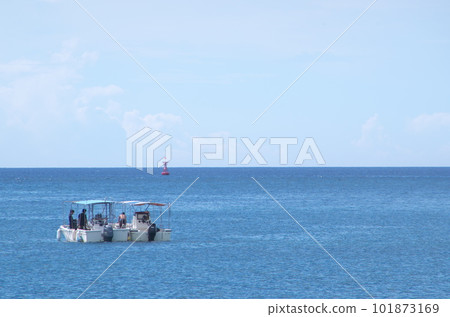 raft floating in the sea 101873169