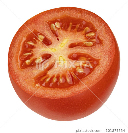 Cherry tomato slice isolated on white background with clipping path Cherry tomato slice isolated on white background with clipping path 101873334