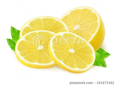 Half of lemon and a pieces isolated on white 101873382