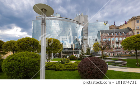 Kyiv, Ukraine - April 24, 2023: Hyatt Hotel building in the center of Kyiv city. 101874731
