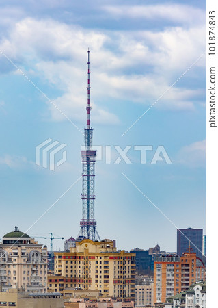 Kyiv, Ukraine - April 24, 2023: The streets of Kyiv city and Kyiv TV Tower. Kyiv, Ukraine - April 24, 2023: The streets of Kyiv city and Kyiv TV Tower. 101874843