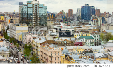 Kyiv, Ukraine - April 24, 2023: The streets of Kyiv city. Kyiv, Ukraine - April 24, 2023: The streets of Kyiv city. 101874864
