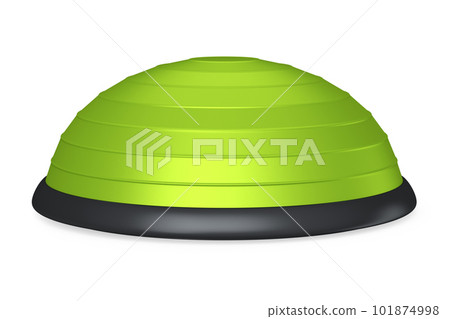 Green half fitball or fitness ball isolated white background. 3d rendering of sport equipment for fitness, yoga and active workout Green half fitball or fitness ball isolated white background. 3d rendering of sport equipment for fitness, yoga and active workout 101874998