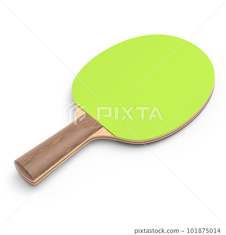 Green ping pong racket for table tennis isolated on white background. 3d render of sports equipment for active training Green ping pong racket for table tennis isolated on white background. 3d render of sports equipment for active training 101875014