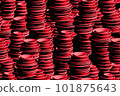 Red Isometric Concentric Ring Seamless 3D Pattern 101875643
