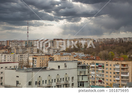 Old residential buildings in Khmelnytskyi, Ukraine. 101875695