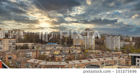 Old residential buildings in Khmelnytskyi, Ukraine. 101875696