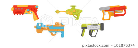 Water Gun or Water Pistol as Toy Gun for Shooting Water Vector Set 101876374