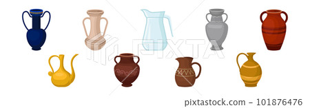 Different Jug and Vessels with Neck and Handle for Interior and Kitchen Use Vector Set Different Jug and Vessels with Neck and Handle for Interior and Kitchen Use Vector Set 101876476