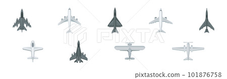 Jet Fighter and Aircraft Top View Vector Set Jet Fighter and Aircraft Top View Vector Set 101876758