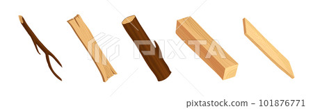 Log, Block and Wooden Plank as Sawed Timber Vector Set Log, Block and Wooden Plank as Sawed Timber Vector Set 101876771