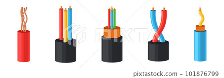 Copper Wire as Electrical Cable for Power Generation or Power Transmission Vector Set 101876799