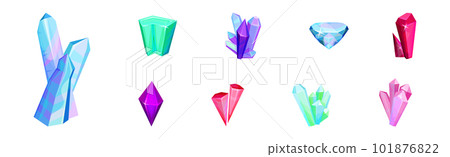 Bright Crystals or Quartz and Faceted Stones Vector Set Bright Crystals or Quartz and Faceted Stones Vector Set 101876822