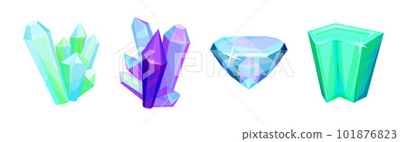 Bright Crystals or Quartz and Faceted Stones Vector Set Bright Crystals or Quartz and Faceted Stones Vector Set 101876823