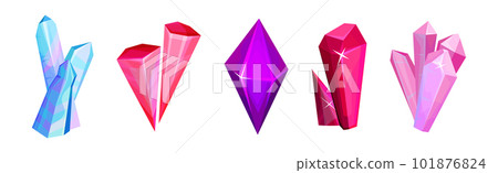 Bright Crystals or Quartz and Faceted Stones Vector Set Bright Crystals or Quartz and Faceted Stones Vector Set 101876824