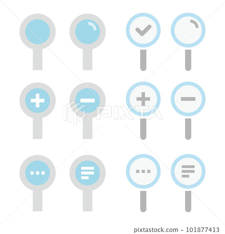 Pop magnifying glass search icon variation set Pop magnifying glass search icon variation set 101877413
