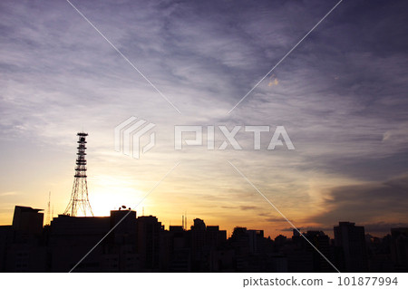 巴西聖保羅市和建築物的夜景 101877994