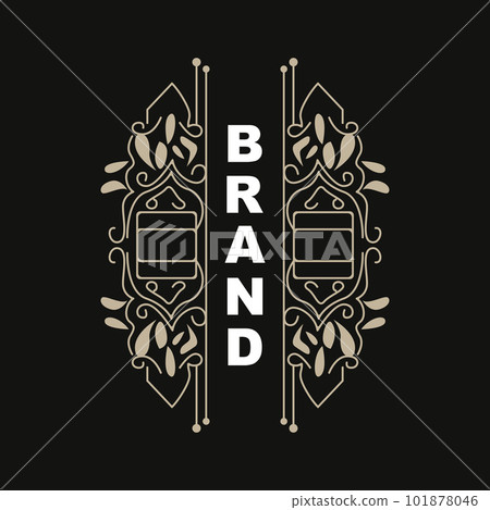 Elegant Minimalist Ornament Logo Template Luxury Ornament Wedding Decoration Business, Batik Style Invitation, Batik, Frasion, Initial Brand Design 101878046