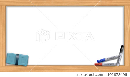 Bird's-eye view whiteboard, natural frame with markers and blackboard eraser Bird's-eye view whiteboard, natural frame with markers and blackboard eraser 101878496