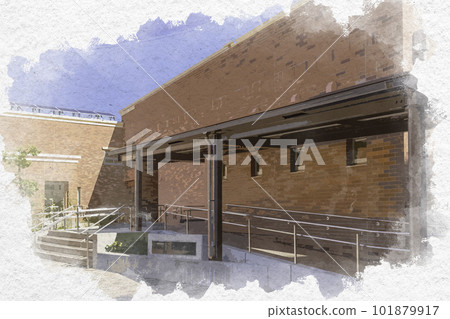 Watercolor style Yonago City Library Yonago City, Tottori Prefecture 101879917