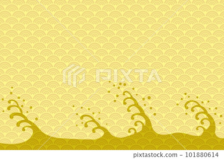 Japanese style traditional pattern background ☆ Wave / Qinghai wave pattern ☆ 101880614